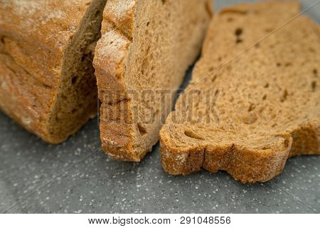 Sliced Bread In The Restaurant On A Gray Background