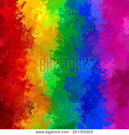 Abstract Stained Pattern Texture Square Background Full Color Spectrum Rainbow - Modern Painting Art