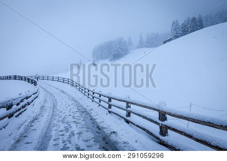Winter Hiking Trail In South Tyrol