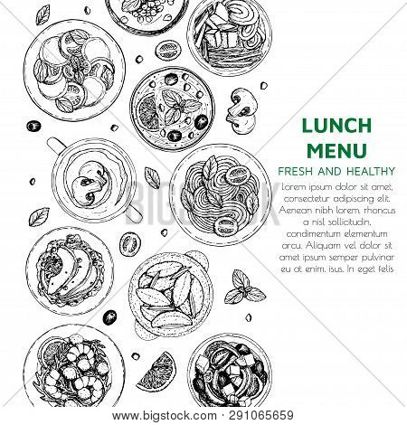Banner Of Lunch And Dinner Ingredients Top View