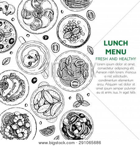 Banner Of Lunch And Dinner Ingredients Top View