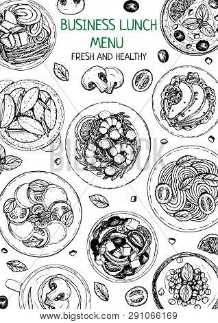 Banner Of Lunch And Dinner Ingredients Top View