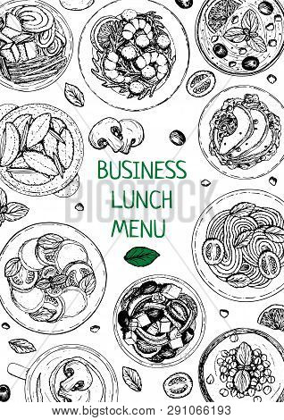 Banner Of Lunch And Dinner Ingredients Top View
