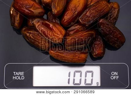 Dates On Digital Scale Displaying One Hundred Gram.