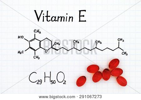 Chemical Formula Of Vitamin E And Red Pills.