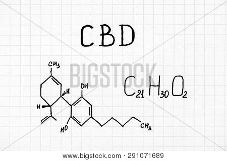 Chemical Formula Of Cannabidiol (cbd). Close Up.