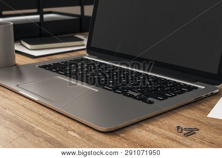 Wooden Desk With Notebook