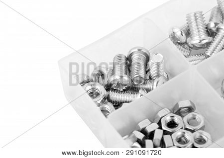 Bolt And Nut In Plastic Organizer Box
