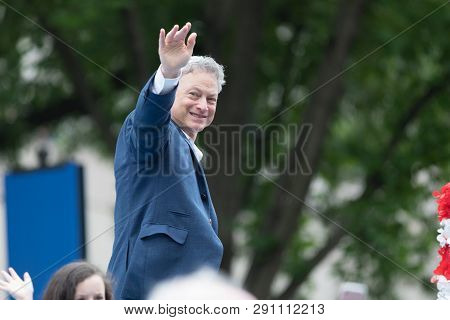 Washington, D.c., Usa - May 28, 2018: The National Memorial Day Parade, Actor Gary Sinise Riding On 