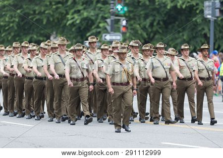 Washington, D.c., Usa - May 28, 2018: The National Memorial Day Parade, Members Of The Australian De