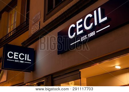 Bejing China 23.02.2019 Cecil Est 1989 Store Logo In Luxury Shopping Center In The Heart Of The City