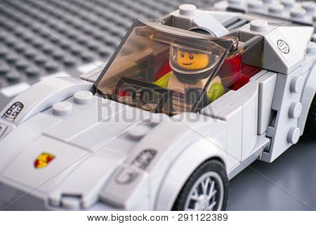 Tambov, Russian Federation - March 14, 2015 Lego Porsche 918 Spyder By Lego Speed Champions With Dri