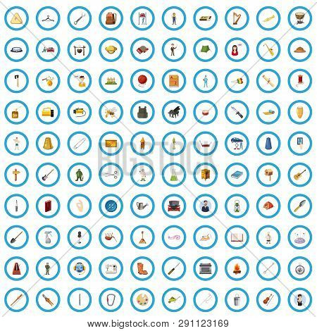 100 Metier Icons Set In Cartoon Style For Any Design Vector Illustration