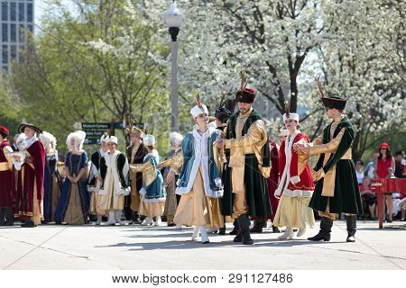 Chicago, Illinois, Usa - May 05, 2018 Members Of Polonia, Polish Folk Song And Dance Ensemble, Weari