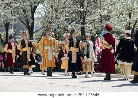 Chicago, Illinois, Usa - May 05, 2018 Members Of Polonia, Polish Folk Song And Dance Ensemble, Weari