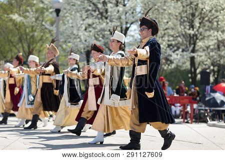 Chicago, Illinois, Usa - May 05, 2018 Members Of Polonia, Polish Folk Song And Dance Ensemble, Weari