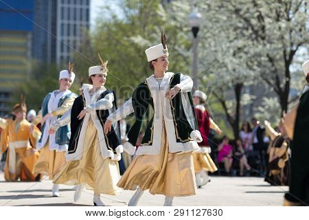 Chicago, Illinois, Usa - May 05, 2018 Members Of Polonia, Polish Folk Song And Dance Ensemble, Weari