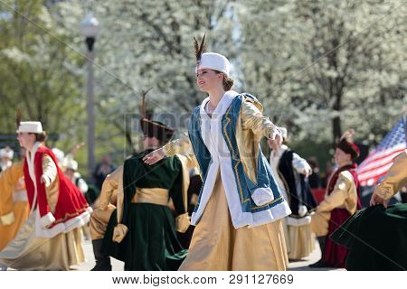 Chicago, Illinois, Usa - May 05, 2018 Members Of Polonia, Polish Folk Song And Dance Ensemble, Weari