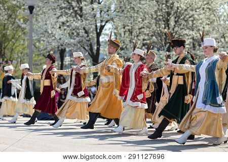 Chicago, Illinois, Usa - May 05, 2018 Members Of Polonia, Polish Folk Song And Dance Ensemble, Weari