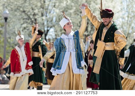 Chicago, Illinois, Usa - May 05, 2018 Members Of Polonia, Polish Folk Song And Dance Ensemble, Weari
