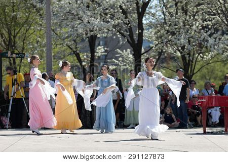 Chicago, Illinois, Usa - May 05, 2018 Members Of Polonia, Polish Folk Song And Dance Ensemble, Weari