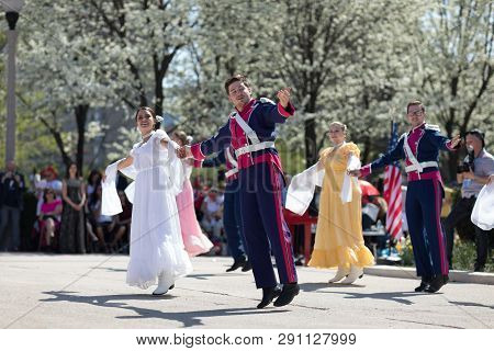 Chicago, Illinois, Usa - May 05, 2018 Members Of Polonia, Polish Folk Song And Dance Ensemble, Weari