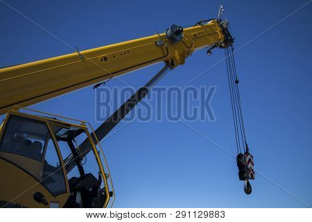 Nadym, Russia - April 27, 2018: Construction Site, Model Of The Grove Crane.