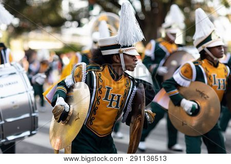 New Orleans, Louisiana Usa - November 24, 2018: The Bayou Classic Parade, Members Of The  Langston H