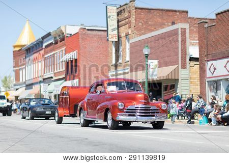 Orleans, Indiana, Usa - April 28, 2018: The Orleans Dogwood Festival And Parade, A Classic Car Going