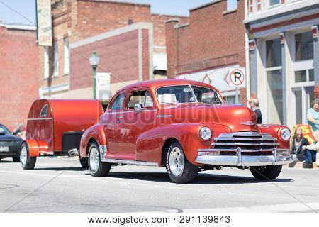 Orleans, Indiana, Usa - April 28, 2018: The Orleans Dogwood Festival And Parade, A Classic Car Going
