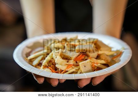 Thai Food Style, Isan Preserved Pork Sausage Cooked With Spicy And Sour Flavor From Foodtruck Event.