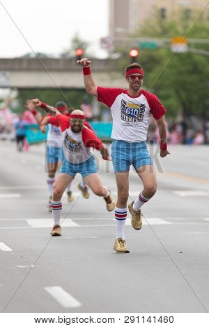 Louisville, Kentucky, Usa - May 03, 2018: The Pegasus Parade, Members Of The 610 Stompers Dancing Do