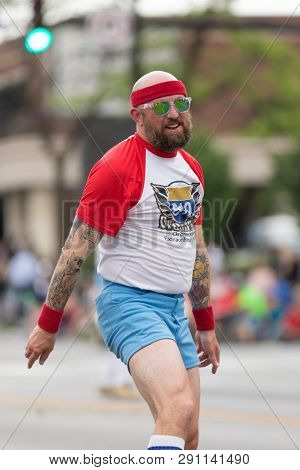Louisville, Kentucky, Usa - May 03, 2018: The Pegasus Parade, Members Of The 610 Stompers Dancing Do