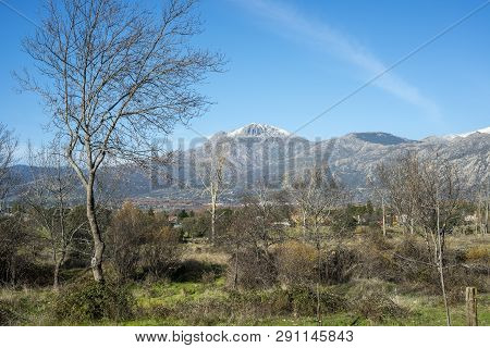 Views Of The City Of Cerceda, In The Province Of Madrid, Spain. In The Background It Can Be Seen The