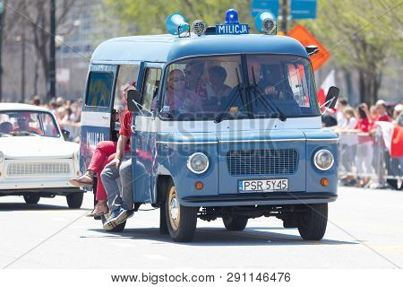 Chicago, Illinois, Usa - May 5, 2018: The Polish Constitution Day Parade, Polish Classic Car Zsd Nys
