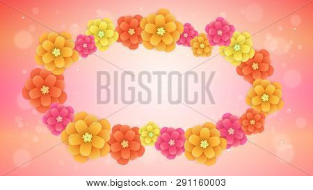 Fresh Spring Flowers Romantic Background With Frame.
