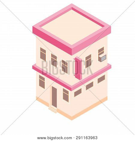 Isometric Building In 3d Flat Style. Vector Illustration For City Map.