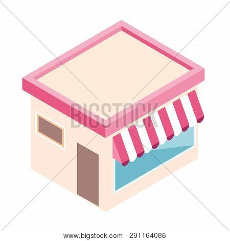 Isometric Store In Flat Style. Business Design Vector Illustration For Digital Marketing.