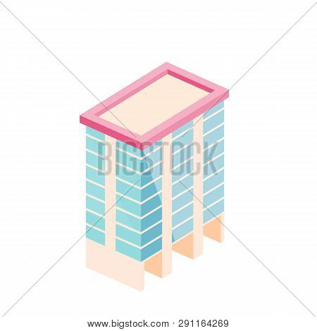 Isometric Office Building Isolated On White Background.