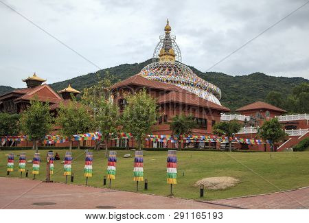 China, Hainan Island, Sanya, - December 1, 2018: Nanshan Buddhist Cultural Park, Editorial.
