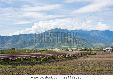 landscape of Er Ceng Ping Shui Bridge at Luye, Taitung, Taiwan