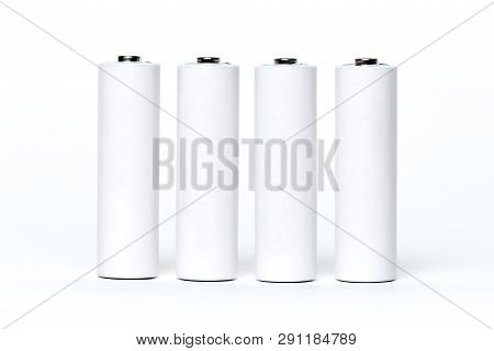 White Aa Batteries Isolated On White Background