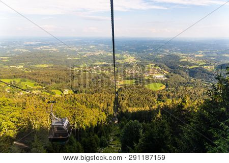 View From Gondola Lift In Schockl Graz, Austria On The Way Up