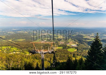View From Gondola Lift In Schockl Graz, Austria On The Way Up