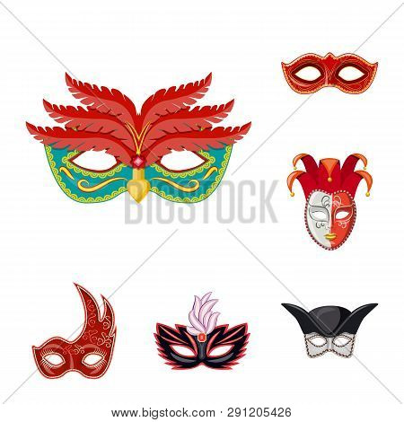 Vector Illustration Of Carnival And Theatrical Symbol. Collection Of Carnival And Mystery Stock Vect