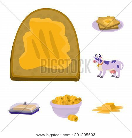 Isolated Object Of Food And Dairy Symbol. Set Of Food And Cholesterol Vector Icon For Stock.