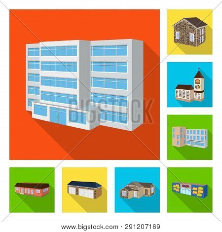 Isolated Object Of Facade And Housing Sign. Collection Of Facade And Infrastructure Vector Icon For 