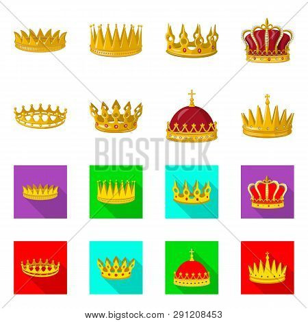 Vector Design Of Medieval And Nobility Logo. Set Of Medieval And Monarchy Stock Vector Illustration.