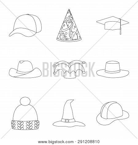 Isolated Object Of Headgear And Napper Symbol. Set Of Headgear And Helmet Vector Icon For Stock.