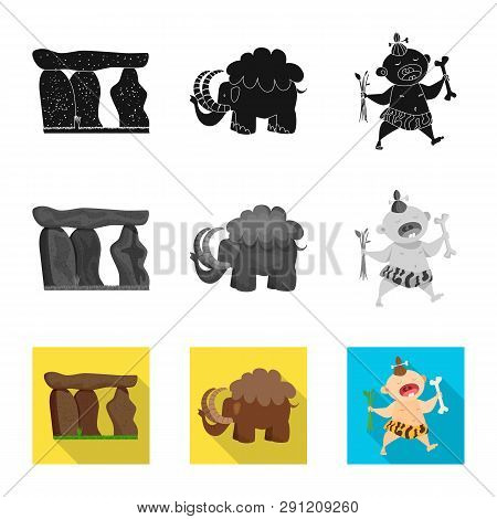 Vector Illustration Of Evolution  And Prehistory Logo. Collection Of Evolution  And Development  Vec